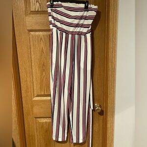Express Black and Red Striped Jumpsuit